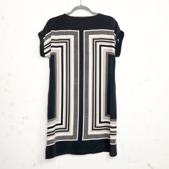 CYNTHIA Rowely geometric silk  Shift mini dress - Picture 7 of 8